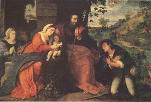 Palma Vecchio The Adoration of the Shepherds with a Donor (mk05) oil painting picture